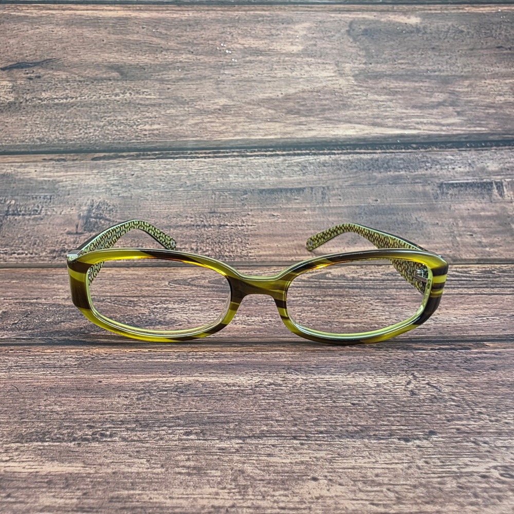 Coach Lindsay S429 Eyeglasses Frames Striped Olive Green Brown Heart 51-16-130